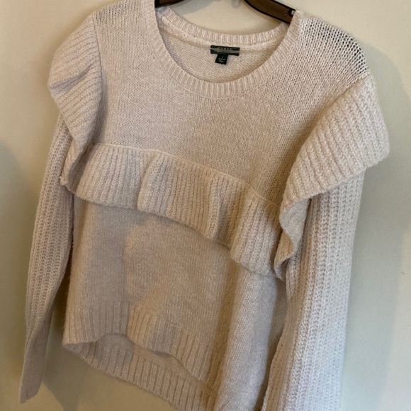 Wild Fable Soft Cream Ruffle Knit Sweater, Size Small - Picture 5 of 10